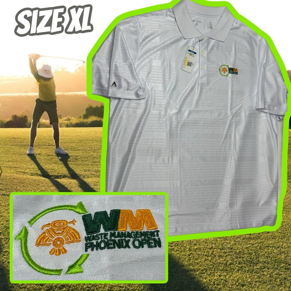Antigua Golf Polo White Size XL Waste Management Phoenix Lot Of 2